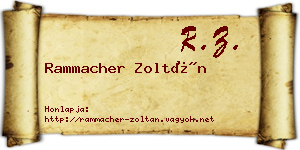 Rammacher Zoltán névjegykártya